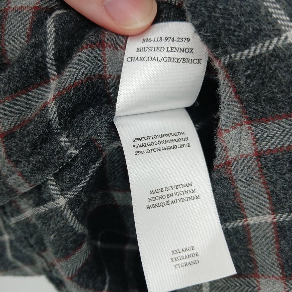 Rails LENNOX Plaid Brushed Flannel Button Down Shirt Size XXL Charcoal Gray - Picture 9 of 14